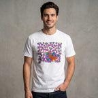 Hand Painted Botanical Bird White Cotton Tee