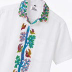Hand Painted Folk Art Bird Button-Down Shirt