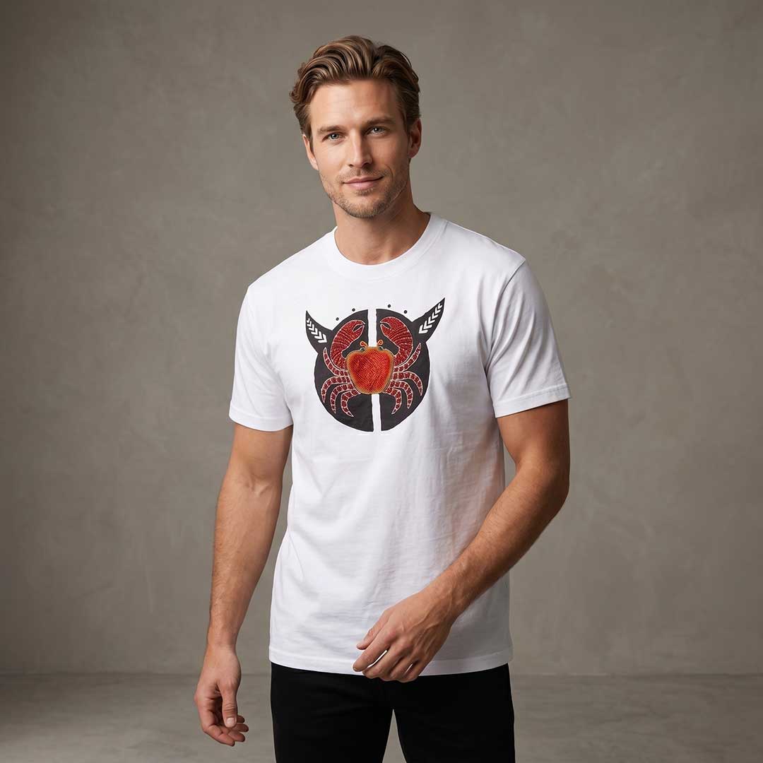 Hand Painted Red Crab Tribal Graphic T-Shirt
