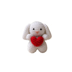 Handmade White Crochet Bunny Plushie with Red Heart