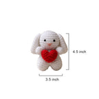 Handmade White Crochet Bunny Plushie with Red Heart