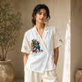 Gond Art Deer & Tree Hand-Painted Cotton Jacket