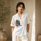 Gond Art Deer & Tree Hand-Painted Cotton Jacket
