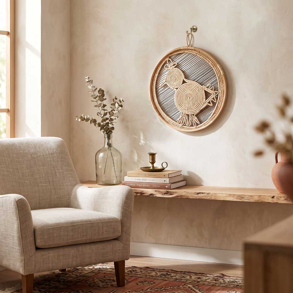 Kashi Grass Handwoven Bird Silhouette Wall Art