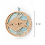 Kashi Grass Woven Fish Wall Art with Teal Accents
