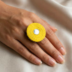 Yellow Jute Mirror Ring