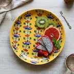 Saffron Lotus Hand-painted Blue Pottery Platter