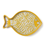Yellow Scaled Fish Blue Pottery Hand-Painted Trinket Dish