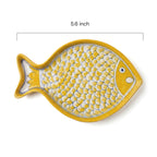 Yellow Scaled Fish Blue Pottery Hand-Painted Trinket Dish