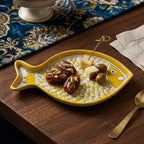 Yellow Scaled Fish Blue Pottery Hand-Painted Trinket Dish