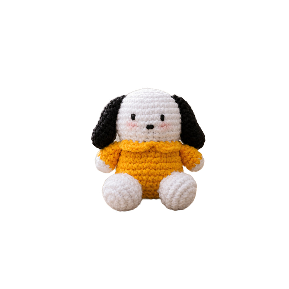 Handmade Crochet Dog Plushie in Yellow Sweater