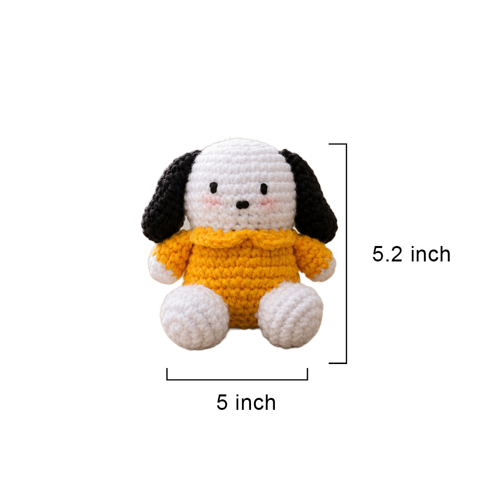 Handmade Crochet Dog Plushie in Yellow Sweater