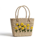 Golden Bloom Embroidered Kauna Grass Handbag