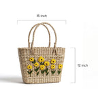 Golden Bloom Embroidered Kauna Grass Handbag