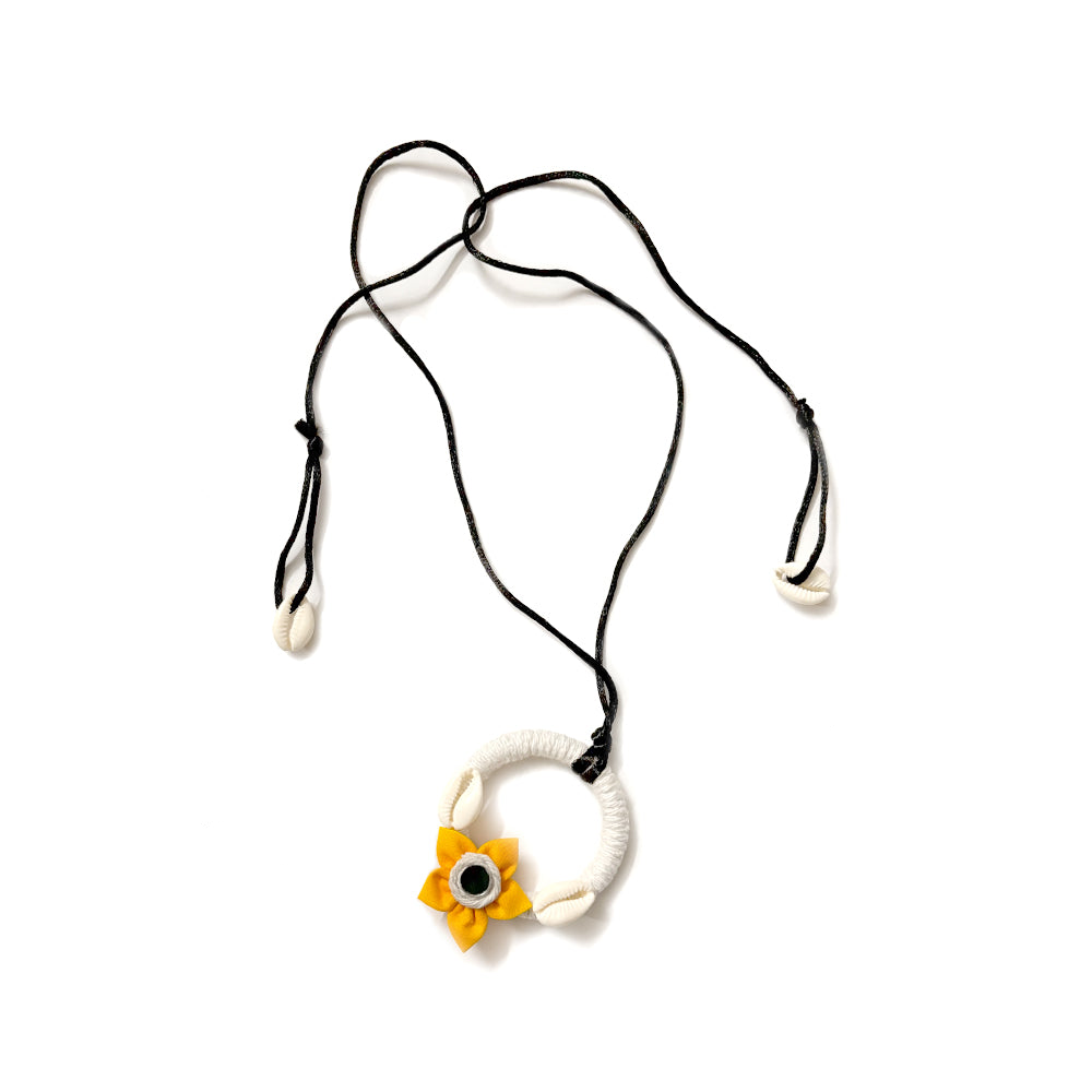 Yellow Flower and Seashell Pendant Necklace - Madhues