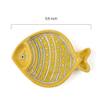 Yellow Polka Dot Fish Blue Pottery Trinket Dish